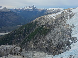 Looking down the next valley with rugged glacier