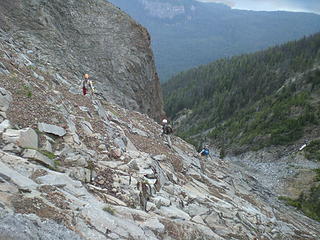 The low-angle slabs near the base of the route.