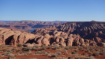 Navajo domes and fins for miles with Lake Powell visible