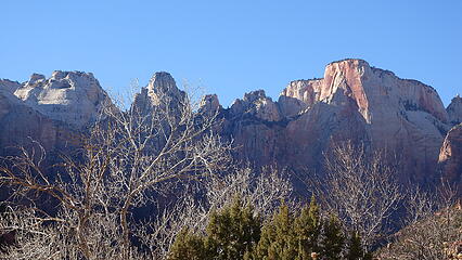 West Temple on the left from Springdale