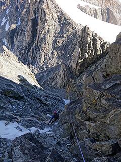 Looking down the north couloir