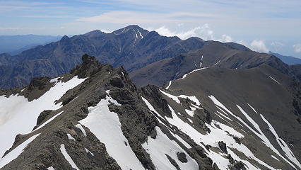 View east from the summit down the spine of the seaward Kaikouras