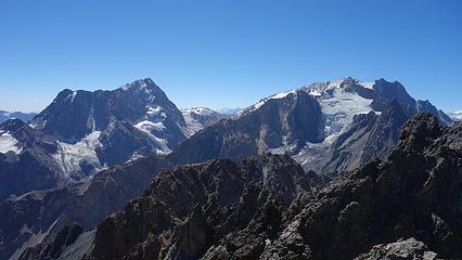 Cerro Cortaderas (right) and Meson Alto (left) from the summit