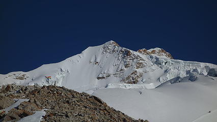 Huayna Potosi with the French Route directly up the face at center left