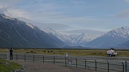 Southern Alps from back at the Mount Cook airport after riding out