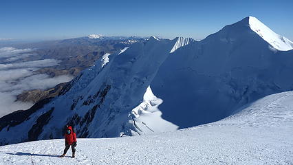 Elaine making her way up the summit ridge