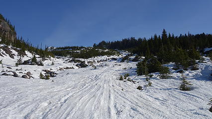 Looking up the open gully