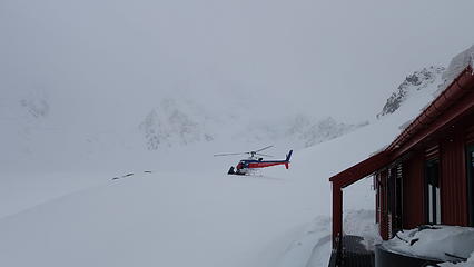 Another chopper offloading more climbers
