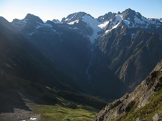 The Middle Cascade River valley and Mt. Formidable.