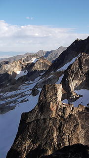 The view towards Chianti Spire and Silver Moon (T200) from the summit of Burgundy Spire.