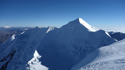 View of the lower south summit from where we crested the ridge