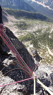 Looking down from the belay just below Paisano's summit.