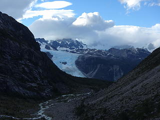 View back towards Glacier Leones and Cerro Mocho