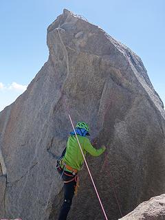 Steven climbing Thunderbolt summit block