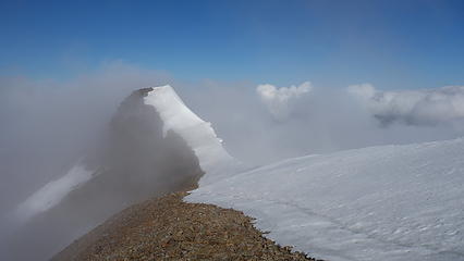 Looking across the summit ridge