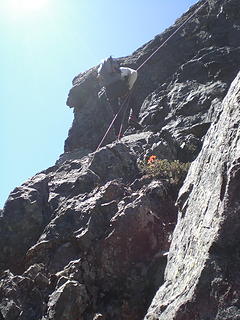 Wayne rappeling on the way to Middle Peak.