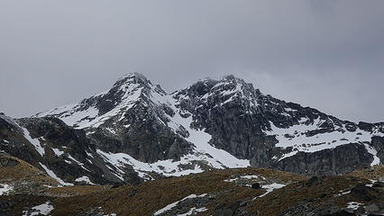 Single Cone (left) and Double Cone (right) from the hike through the ski area