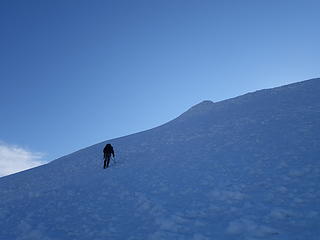 On easier slopes near the summit