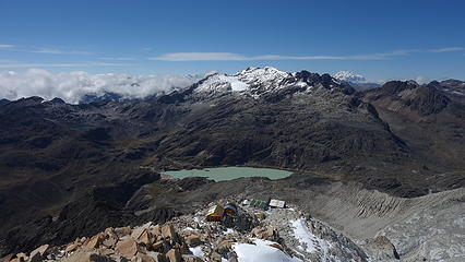 The 4 refugios visible with Chacaltaya (5330m) behind