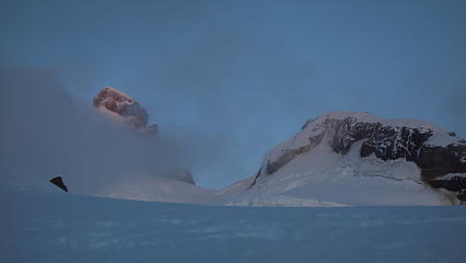 Sunrise on the International (left) and Argentine (right) summits