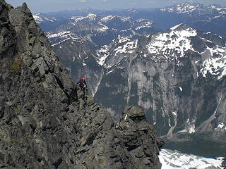One of many traverses high on Nooksack Tower.